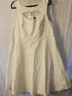 Women’s White Textured Fit & Flare Dress